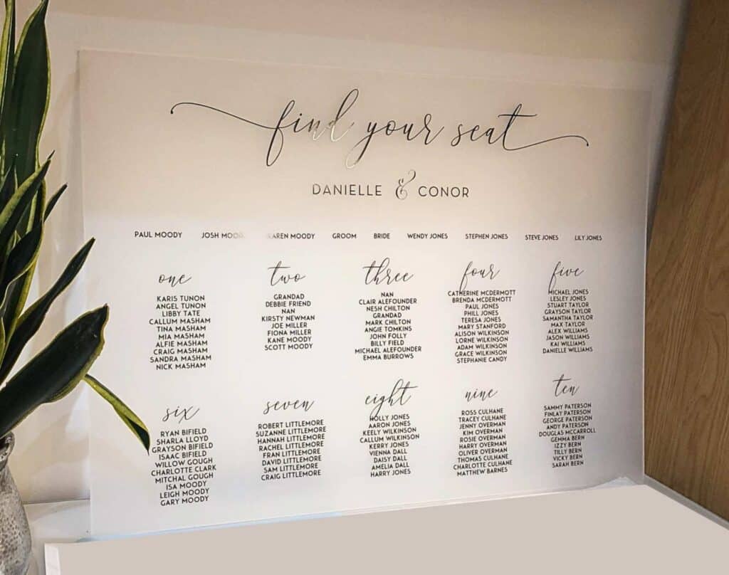 Frosted Acrylic Seating Chart Weddings Love Storey Weddings