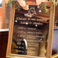 mirror order of day wedding sign 6