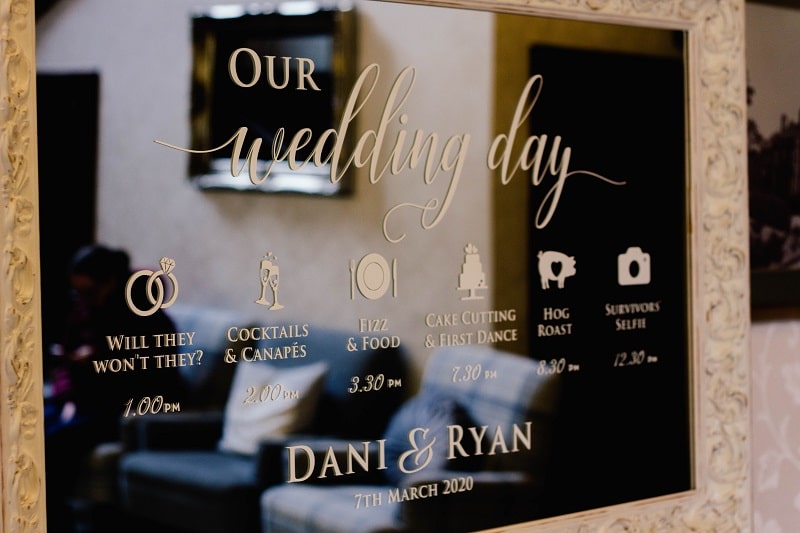 Order of the Day Wedding Vinyl sign
